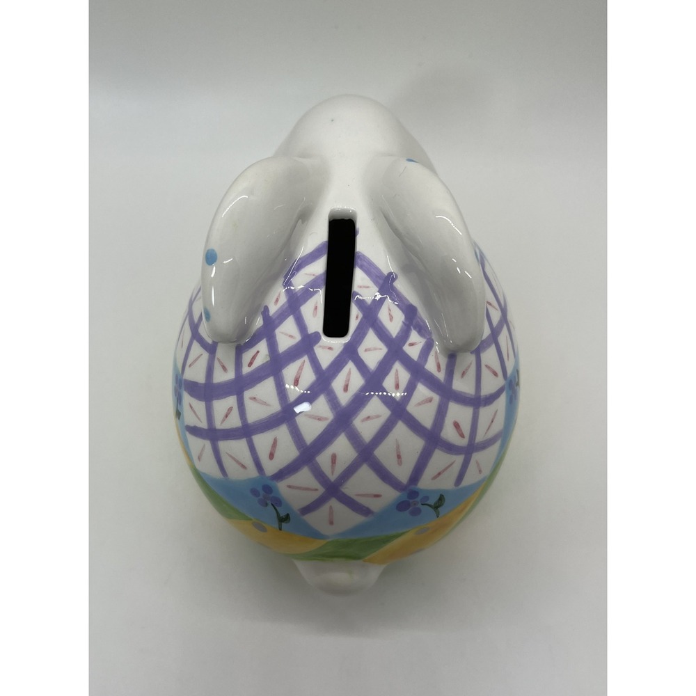 Ganz Ceramic Bunny Bank Easter Rabbit Coin Bank Hand Painted Pastel Spring Decor - Picture 6 of 9
